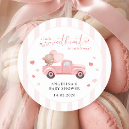 Adesivo Redondo A Little Sweetheart Bear Valentine Baby Shower