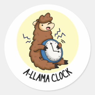 Adesivo Redondo A-llama Clock Funny Llama Pun