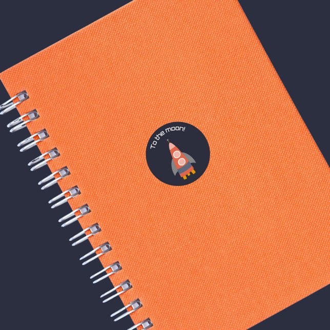 Adesivo Redondo À Lua Vedante Do Espaço De Nave (Criador carregado)