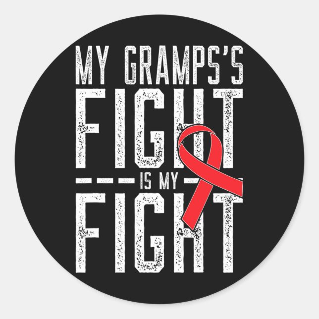 Adesivo Redondo A Luta do Meu Vovô é a Minha Luta Contra o Cancer  (Frente)