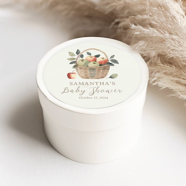 Adesivo Redondo A Maçã dos Nossos Chás de fraldas Favoritos (Criador carregado)