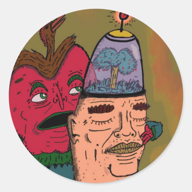 Adesivo Redondo A maçã falante (Frente)