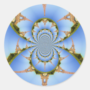Adesivo Redondo A Magia de Paris: Design Geométrico da Torre Eiffe