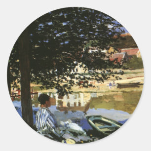Adesivo Redondo A Margem do Sena, Bennecourt de Claude Monet