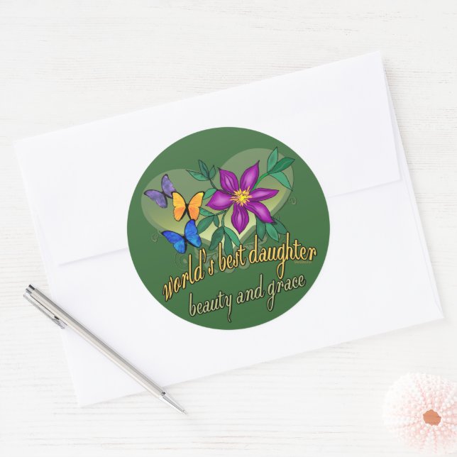 Adesivo Redondo A melhor beleza e graça da filha do mundo (Envelope)