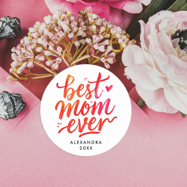 Adesivo Redondo A Melhor Manuscrita de Caligrafia Vermelha e Branc (Criador carregado)