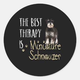 Adesivo Redondo A Melhor Terapia é Miniatura Schnauzer