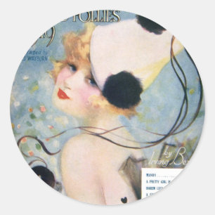 Adesivo Redondo A menina bonito do vintage é como uma melodia