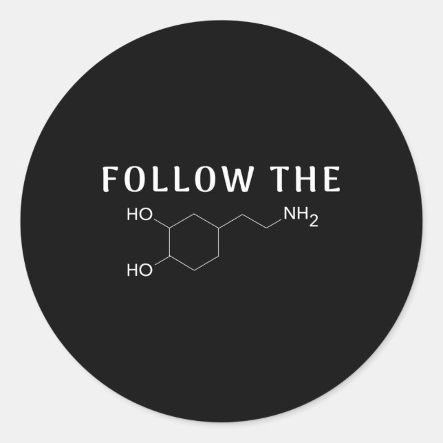Adesivo Redondo A Mental da Dopamina Chemical Structure Fun Scienc (Frente)