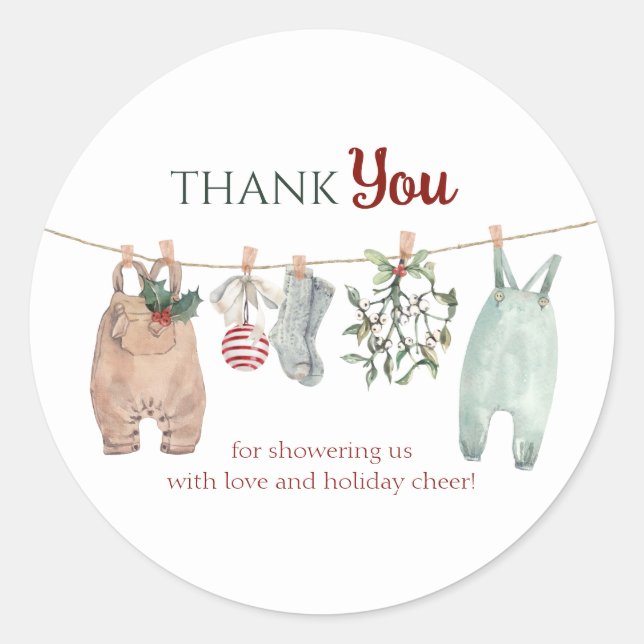Adesivo Redondo A Merry Little Christmas Clothes Thank You (Frente)