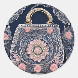 Adesivo Redondo A minha arte azul da bolsa AI