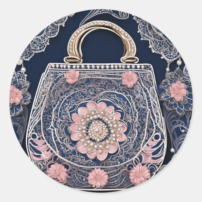 Adesivo Redondo A minha arte azul da bolsa AI (Frente)