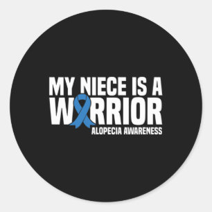 Adesivo Redondo A minha sobrinha é um guerreiro Blue Ribbon Alopec