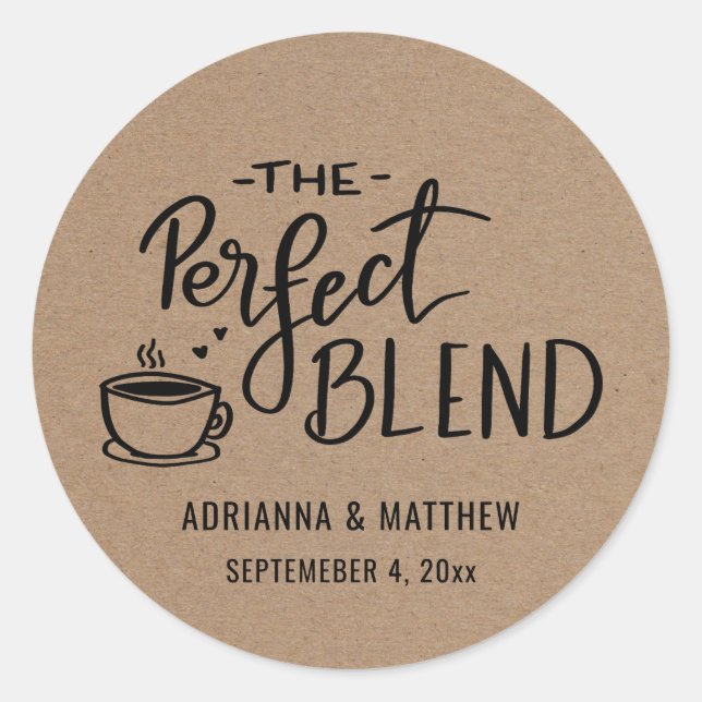 Adesivo Redondo A mistura perfeita | Casamento Rustic Kraft Paper (Frente)