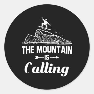 Adesivo Redondo A Montanha Chama-Se Snowboarder Snowboard Gift