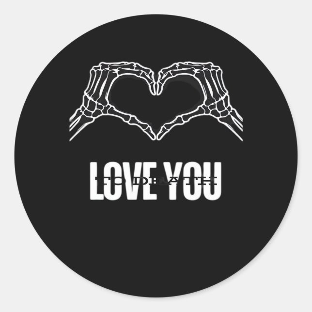 Adesivo Redondo À Morte - Mãos Cardíacas De Esqueleto Clássicas (Frente)