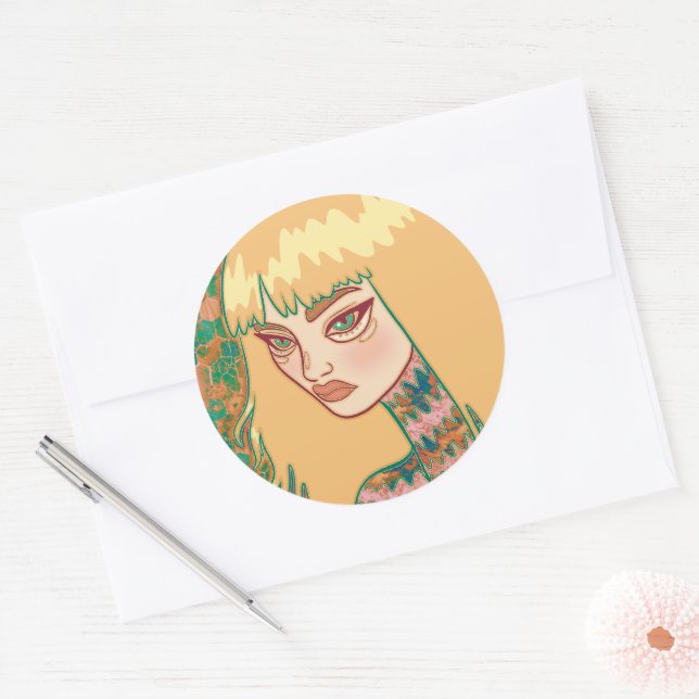 Adesivo Redondo A Mulher Gótica (Envelope)