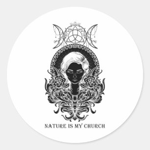 Adesivo Redondo A Natureza É A Minha Bruxa Da Igreja.