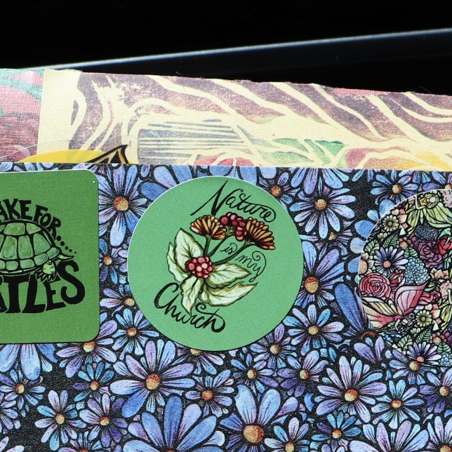 Adesivo Redondo A natureza é a minha igreja, Pagan Green Witid Art (Criador carregado)