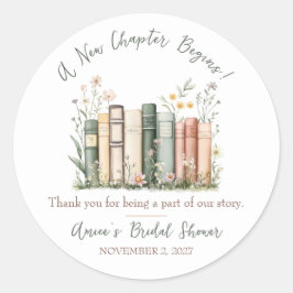 Adesivo Redondo A New Chapter Begins! Bridal Shower Favor