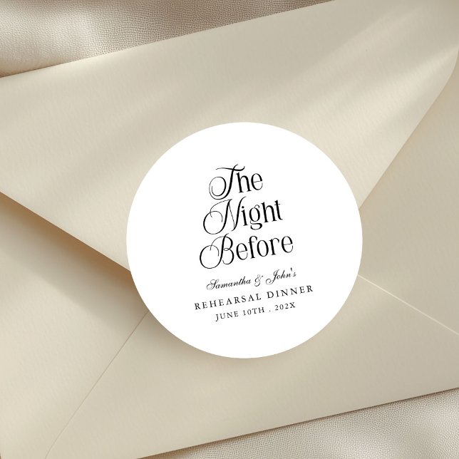 Adesivo Redondo A Noite Antes do Jantar de Ensaios Moderno e Elega (Criador carregado)