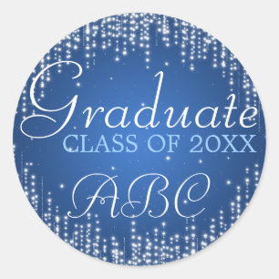 Adesivo Redondo A noite elegante da graduação brilha o azul
