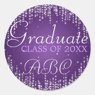 Adesivo Redondo A noite elegante da graduação brilha o roxo