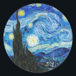 Adesivo Redondo A Noite Estrelada de Vincent Van Gogh, paisagem az<br><div class="desc">Este adesivo de papelaria Van Gogh retrata sua obra-prima Impressionista, The Starry Night (1889). "A Noite Estrelada" é uma das pinturas de óleo mais conhecidas do artista Poste-impressionista holandês Vincent van Gogh. A Noite Estrelada é uma pintura a óleo sobre canvas que foi produzida pelo pintor holandês Poste-impressionista Vincent van...</div>