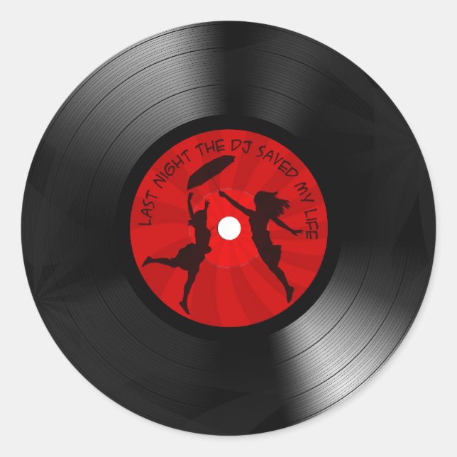 Adesivo Redondo A noite passada o DJ salvar meu preto do registro (Frente)