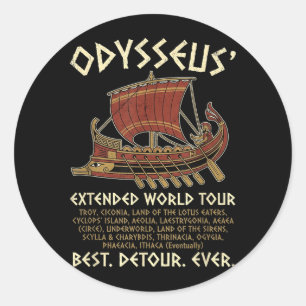 Adesivo Redondo A Odisseia Tour Mundial Odysseus Mitologia Grega