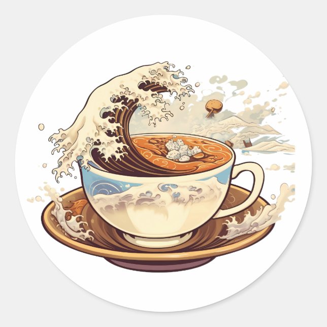 Adesivo Redondo A onda Excelente de café (Frente)