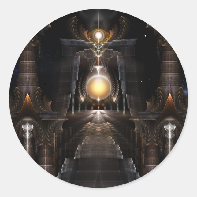 Adesivo Redondo A Órbita Da Arte Fractal Acrellis (Frente)