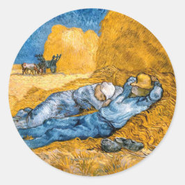 Adesivo Redondo A paisagem Siesta (1890), Vincent Van Gogh