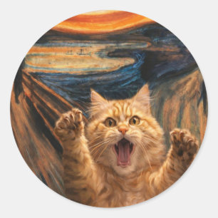 Adesivo Redondo A Paródia do Grito do Gato em Arte