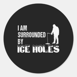 Adesivo Redondo A Pesca Do Gelo I É Cercada Por Orifícios De Gelo
