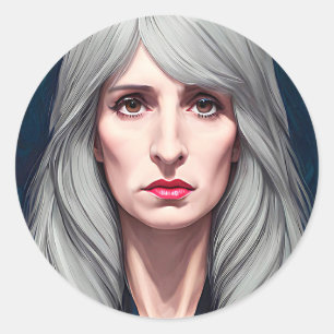 Adesivo Redondo A pintura da fantasia da bruxa-velha protetora