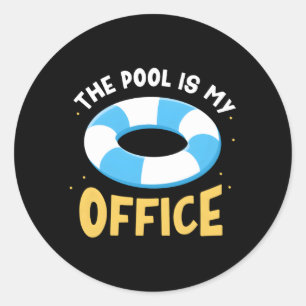 Adesivo Redondo A Piscina É O Meu Atendedor Do Escritório, Swimmin