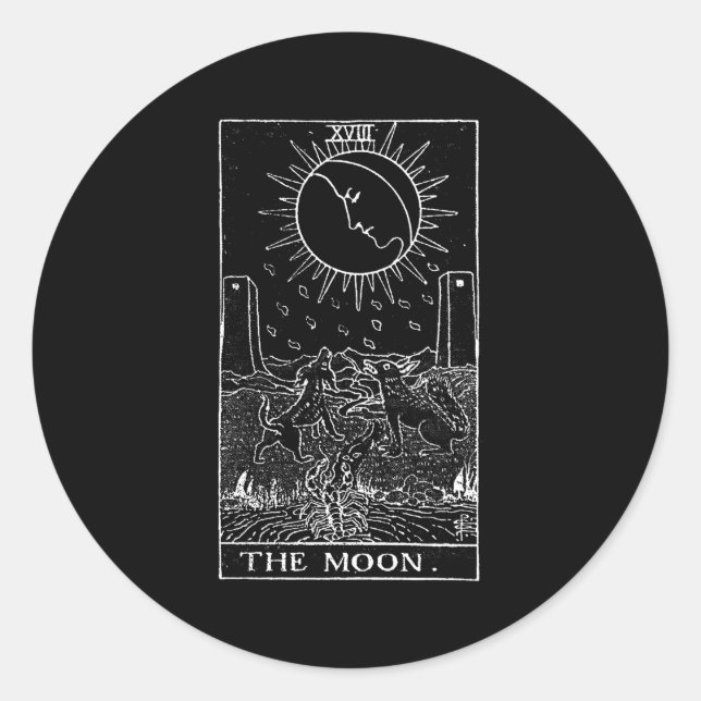Adesivo Redondo A Placa de Tarot da Lua (Frente)