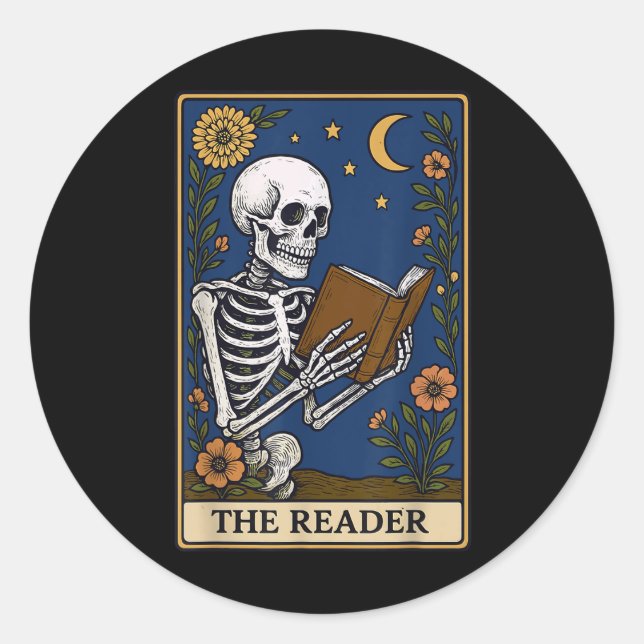 Adesivo Redondo A Placa de Tarot do Leitor (Frente)