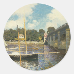 Adesivo Redondo A Ponte da Rodovia em Argenteuil por Claude Monet