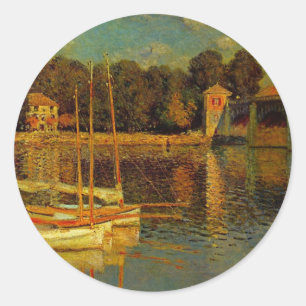 Adesivo Redondo A Ponte em Argenteuil por Claude Monet