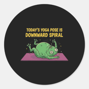 Adesivo Redondo A pose de Yoga de Hoje é o Funny Frog em Espiral D