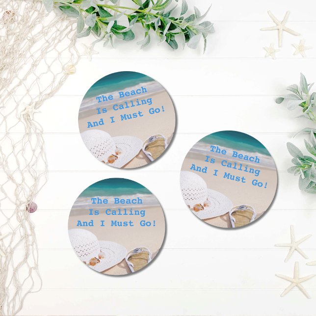 Adesivo Redondo A Praia Divertida Chama Víblias Tropicais (Criador carregado)