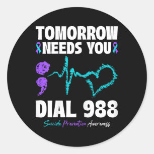 Adesivo Redondo A Prevenção Contra Suicídio 988 Amanhã Precisa De 
