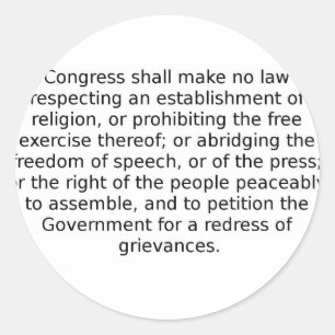 Adesivo Redondo A Primeira Emenda