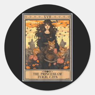 Adesivo Redondo A Princesa De Feral Cats Tarot Card