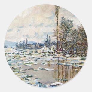 Adesivo Redondo A Quebra do Gelo por Claude Monet