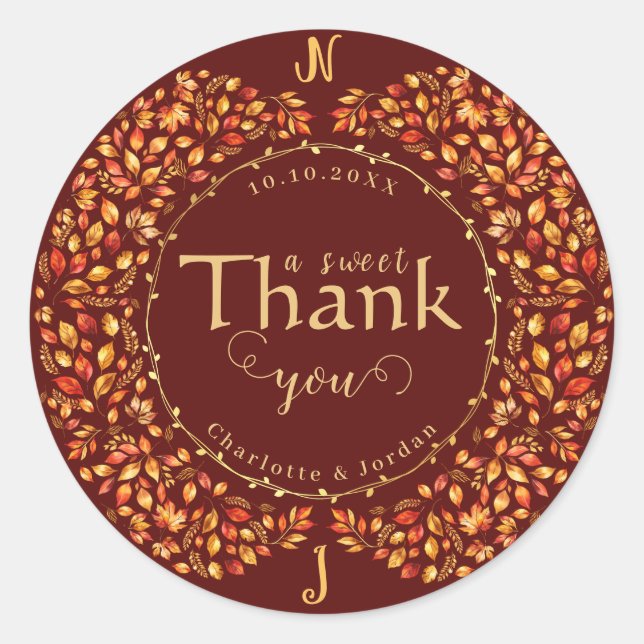 Adesivo Redondo A Queda Elegante Deixa O Casamento Russo Terracott (Frente)