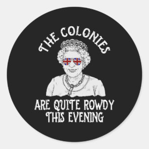 Adesivo Redondo A Rainha Engraçada Elizabeth 4 De Julho Colonias E