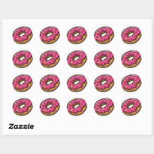 Adesivo Redondo A rosquinha congelada rosa com arco-íris polvilha